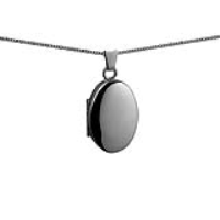 Silver 22x15mm oval plain Locket with a 1mm wide curb Chain 22 inches