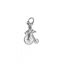 Silver 22x15mm Penny Farthing with rider in top hat Pendant or Charm