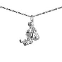 Silver 22x16mm Snake Charmer Pendant with a 1.3mm wide curb Chain