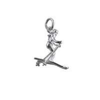 Silver 22x18mm Skier Pendant or Charm