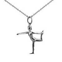 Silver 22x20mm Lord of the Dance Yoga Position Pendant with a 1mm wide rolo Chain 16 inches Only Suitable for Children