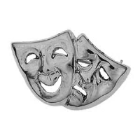 Silver 22x33mm Theatrical Comedy and Tragedy Brooch