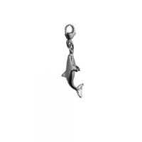 Silver 22x7mm swimming Dolphin Charm on a lobster trigger