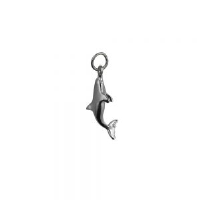 Silver 22x7mm swimming Dolphin Pendant or Charm