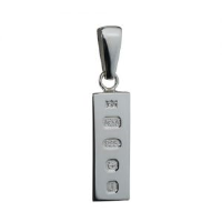 Silver 22x8mm solid display hallmark Ingot 1/4oz Pendant on a bail loop
