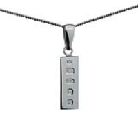 Silver 22x8mm solid display hallmark Ingot 1/4oz Pendant on a bail loop with a 1.3mm wide curb Chain