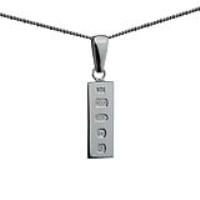 Silver 22x8mm solid display hallmark Ingot 1/4oz Pendant on a bail loop with a 1.3mm wide curb Chain 24 inches