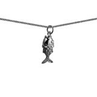 Silver 22x9mm moveable Fish Pendant with a 1.3mm wide curb Chain 24 inches