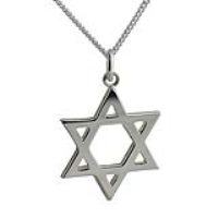 Silver 23mm plain Star of David Pendant with a 1.3mm wide curb Chain