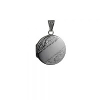 Silver 23mm round hand engraved flat Locket