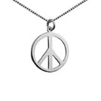Silver 23mm round plain Ban the Bomb Pendant with a 1.3mm wide curb Chain 24 inches