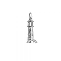Silver 23x10mm solid Lighthouse Pendant or Charm