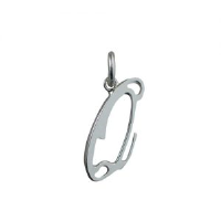 Silver 23x11mm plain palace script Initial Q Pendant