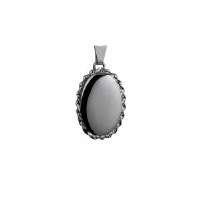 Silver 23x16mm oval plain twisted wire edge Locket