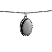 Silver 23x16mm oval plain twisted wire edge Locket with a 1.3mm wide curb Chain