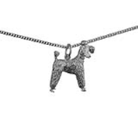 Silver 23x19mm Poodle Pendant with a 1.3mm wide curb Chain