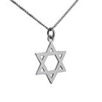 Silver 23x20mm plain Star of David Pendant with a 1.3mm wide curb Chain 18 inches
