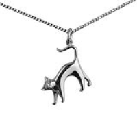 Silver 23x21mm Cat Pendant with a 1.3mm wide curb Chain