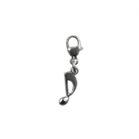 Silver 23x6mm Quaver musical note Charm on a lobster trigger