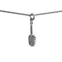Silver 23x7mm Hairbrush Pendant with a 1.3mm wide curb Chain 18 inches