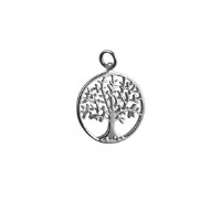 Silver 24mm round 1.7mm thick Tree of Life Pendant or Charm