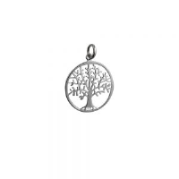 Silver 24mm round 1mm thick Tree of Life Pendant or Charm