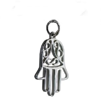 Silver 24x12mm Hand of Fatima Pendant or Charm