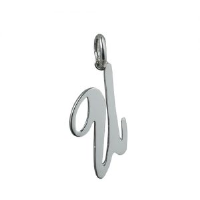 Silver 24x12mm plain palace script Initial U Pendant
