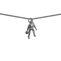 Silver 24x16mm Ten Pin Bowler Pendant with a 1.3mm wide curb Chain 22 inches