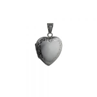 Silver 24x20mm heart shaped hand engraved scroll edge Locket