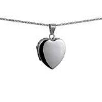 Silver 24x20mm heart shaped plain Locket with a 1.3mm wide curb Chain 18 inches