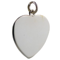 Silver 24x21mm plain Heart Disc Pendant