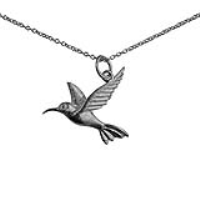 Silver 24x22mm Hummingbird Pendant with a 1mm wide rolo Chain 16 inches Only Suitable for Children