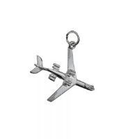 Silver 24x29mm Aeroplane Pendant or Charm