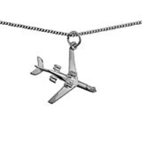 Silver 24x29mm Aeroplane Pendant with a 1.3mm wide curb Chain 20 inches
