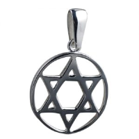 Silver 25mm plain Star of David in a circle Pendant on a bail loop