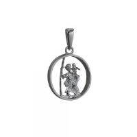Silver 25mm round cut out St Christopher Pendant on a bail loop