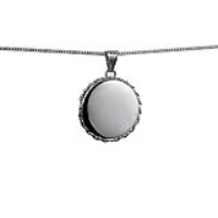 Silver 25mm round plain twisted wire edge flat Locket with a 1.3mm wide curb Chain 22 inches