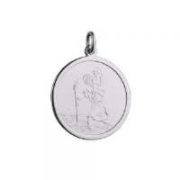 Silver 25mm round St Christopher Pendant