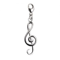 Silver 25x10mm G Clef Charm on a lobster trigger