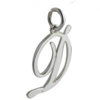 Silver 25x11mm plain palace script Initial D Pendant