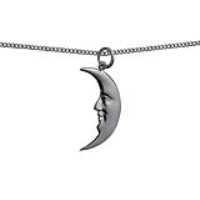 Silver 25x14mm Half Moon Pendant with a 1.3mm wide curb Chain