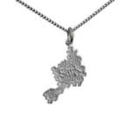 Silver 25x15mm Map of Sark Pendant with a 1.3mm wide curb Chain 20 inches