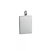 Silver 25x18mm plain rectangular Disc Pendant
