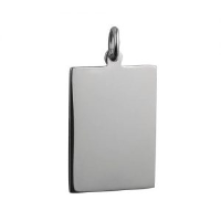 Silver 25x18mm plain rectangular Disc Pendant