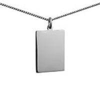 Silver 25x18mm plain rectangular Disc Pendant with a 1.3mm wide curb Chain 22 inches
