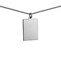 Silver 25x18mm plain rectangular Disc Pendant with a 1.3mm wide curb Chain 22 inches