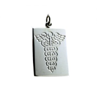 Silver 25x18mm rectangular medical alarm Disc Pendant