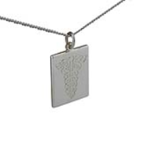 Silver 25x18mm rectangular medical alarm Disc Pendant with a 1.3mm wide curb Chain 18 inches
