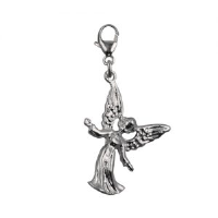 Silver 25x18mm welcoming Guardian Angel Charm on a lobster trigger